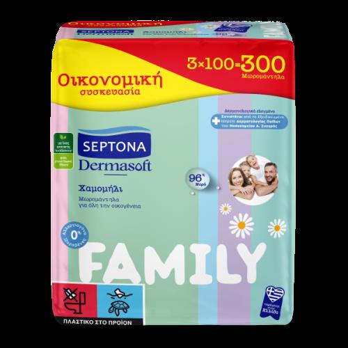 Μωρομάντηλα Septona Dermasoft Family 300τμχ (3x100)