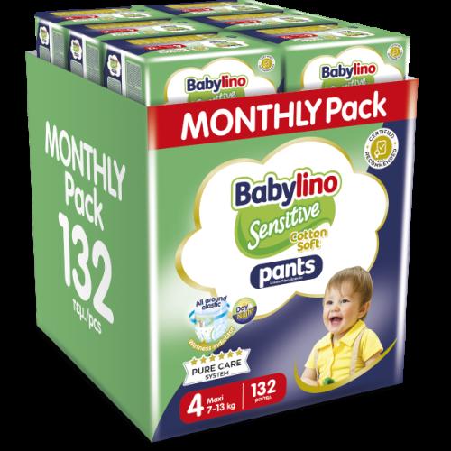 Πάνες Babylino Pants Cotton Soft Unisex Monthly Pack No4 Maxi (7-13kg) 132τεμ