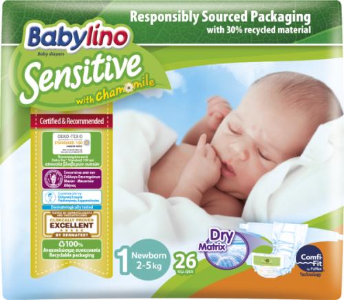 Πάνες Babylino Sensitive Carry Pack No1 (2-5Kg) 26τεμ