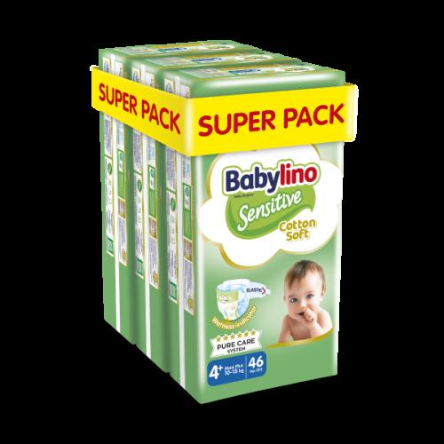 Πάνες Babylino Sensitive Cotton Soft Super Pack No4+ (10-15Kg) 138τεμ (3*46τεμ)