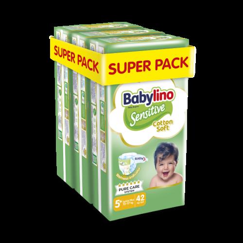 Πάνες Babylino Sensitive Cotton Soft Super Pack No5+ (12-17Kg) 126τεμ (3*42τεμ)
