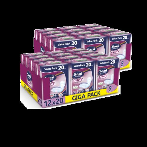 Σερβιέτες ακράτειας με βαμβάκι Sani Lady Super Giga Pack No5 480τεμ (24x20τεμ- 2 κιβώτια)