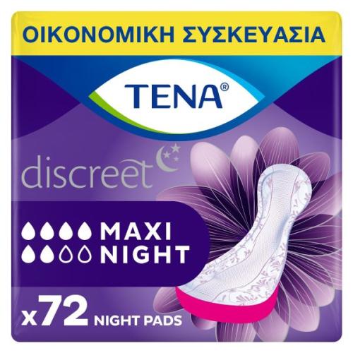 Σερβιέτες Tena Discreet Maxi Night Economy Pack 72τεμ (6*12)