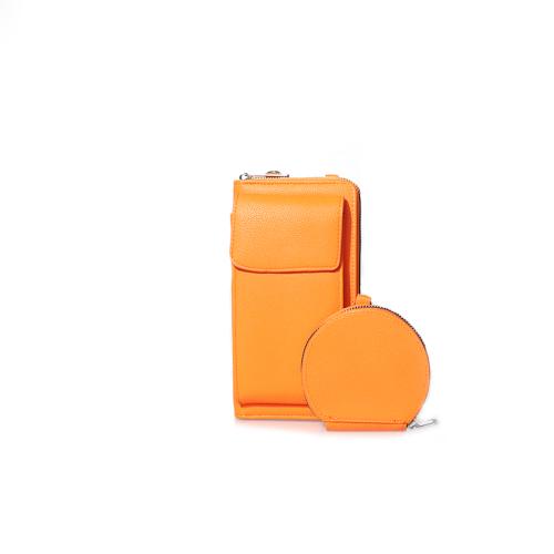 Τσαντάκι πορτοφόλι πορτοκαλί δερματίνη με θήκη κινητού και αποσπώμενο λουράκι ΠΟΡΤΟΚΑΛΙ