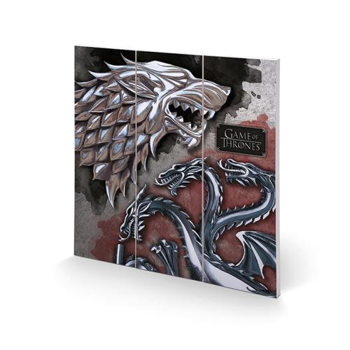 Ξύλινο Κάδρο Game Of Thrones Stark Targaryen Wood Print 30x30 SQ12780P