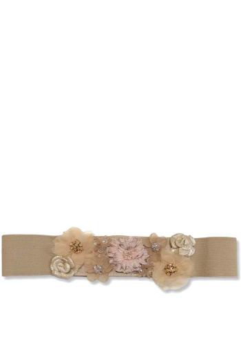 beige 3d flowers elastic belt