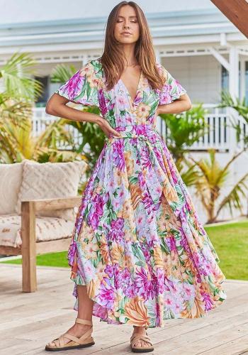 bohemian vivid floral φόρεμα Honolulu
