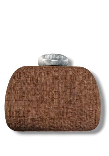 chic λινό τσαντάκι clutch marble linen brown