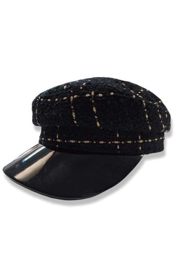 parisian tweed vinyl καπέλο Gatsby black & gold