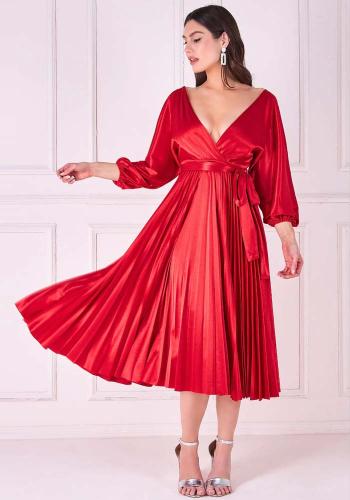 vintage luxurious σατέν φόρεμα Meredith red