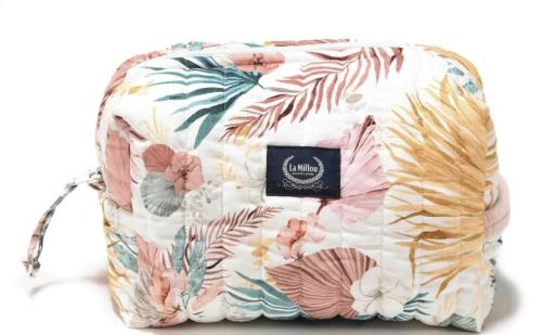 Mollet Quilted Cosmetic Bag – Boho Palms Light – Powder Pink