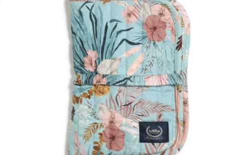 Mollet Quilted Diaper Pouch – Boho Palms – Deep Ocean