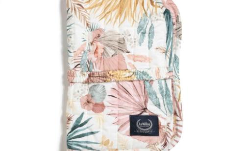 Mollet Quilted Diaper Pouch – Boho Palms Light – Powder Pink
