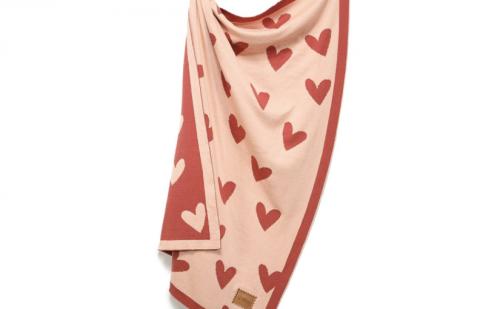 Πλεκτή Βαμβακερή Κουβέρτα HeartBeat Pink