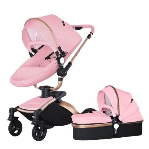 Καροτσάκι Μωρού K-223B 2 Σε 1 360° Χωρίς Κάθισμα Αυτοκινήτου 62x80x115 Pink Agape