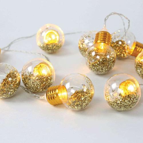 Χριστουγεννιάτικα Λαμπάκια Bulb 10 Led X07101137 135+30cm 0,6W Με Μπαταρία Gold Aca