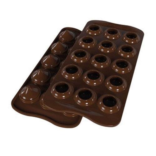 Φόρμα Για 15 Σοκολατάκια Σχήμα Σταγόνας Kiss 22.157.77.0065 2,8x2,4cm Brown Silikomart