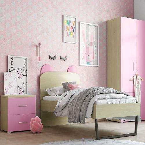 Κρεβάτι Παιδικό Νο. 91C Korona 90x190 Με Ημικύκλιο 93 Oak-Pink
