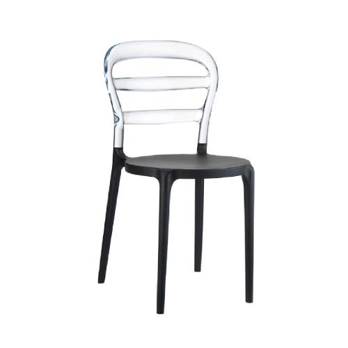 Καρέκλα Bibi Black-Clear 32-0044 42X50X85 cm Siesta Σετ 4τμχ