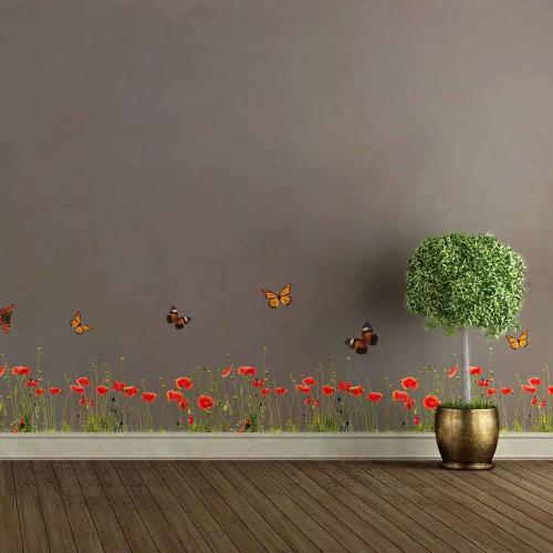 Αυτοκόλλητες Μπορντούρες Βινυλίου Poppies & Butterflies 53002 198x30cm Multi Ango