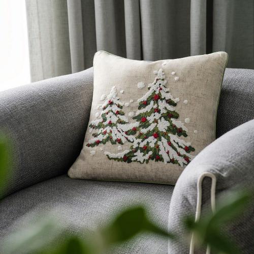 Μαξιλαροθήκη Διακοσμητική Χριστουγεννιάτικη 437 Beige-Green Gofis Home