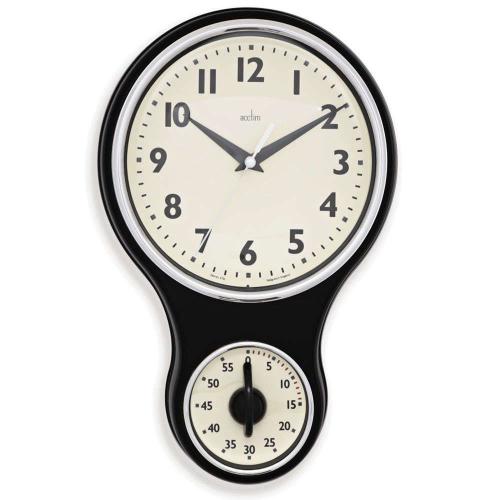 Ρολόι Τοίχου Με Χρονόμετρο Kitchen Time ACCTIM21593 30x19,5x6x5m Black-Ecru Acctim