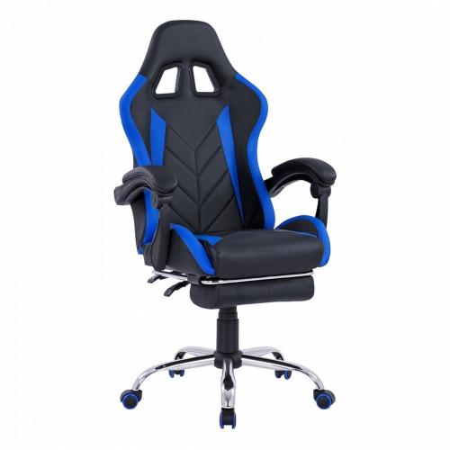 Καρέκλα Γραφείου Gaming Rutt HM1156.08 64x60x126 Με Ανακλινόμενη Πλάτη Και Υποπόδιο Black-Blue