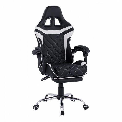 Καρέκλα Γραφείου Gaming Skyler HM1157.04 Με Ανακλινόμενη Πλάτη Και Υποπόδιο Black-White