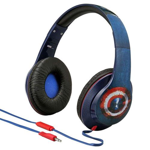 Ακουστικά Ενσύρματα Captain America VI-M40CW Με Ασφαλή Ένταση Ήχου & Μικρόφωνο Blue-Red Ekids