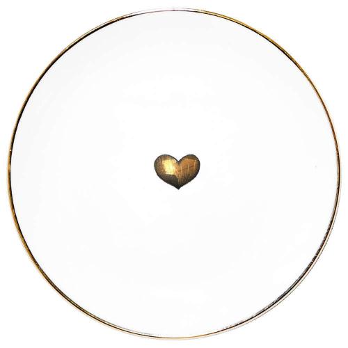 Πιατάκι - Σουβέρ Gold Love Heart Fine Bone China Coaster 70004-GLD Φ10cm White-Gold Rory Dobner