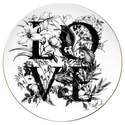 Πιατάκι - Σουβέρ Love Flowers Fine Bone China Coaster 70004-LOVE Φ10cm White-Black Rory Dobner