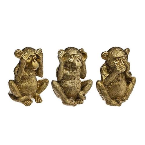 Διακοσμητικό Επιτραπέζιο Μαϊμούδες Widsom Σετ 3Τμχ 07.167596 17cm Gold