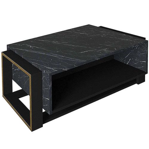 Τραπέζι Σαλονιού Serina 0212850 107x60x40cm Marble Black-Gold