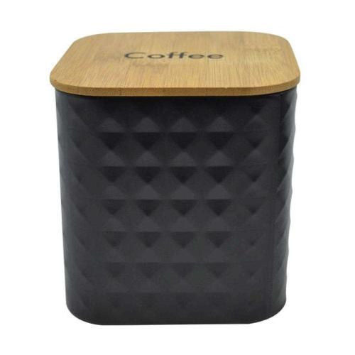 Βάζο Καφέ Με Bamboo Καπάκι Coffee 824649 11,5x11,5x13cm Black-Natural Ankor