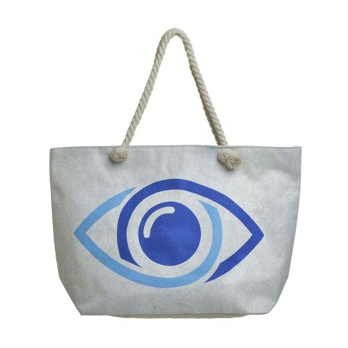 Τσάντα Θαλάσσης Υφασμάτινη Μάτι 5-42-151-0202 45x16x35-60 White-Blue Ble