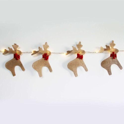 Χριστουγεννιάτικα Λαμπάκια Σειρά Hessian Reindeer 20 Mini Led X05201116 180+30cm 1,2W Με Μπαταρία Beige-Red Aca