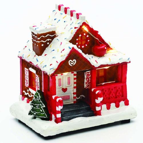 Χριστουγεννιάτικο Διακοσμητικό Επιτραπέζιο Με Μουσική Led Gingerbread Candy House X0358 12x10x13,5cm Με Μπαταρίες Multi Aca