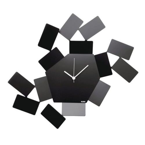Ρολόι Τοίχου The Scirocco Room MT19 B 46x33,50 Μεταλλικό Black με Δώρο 2 Δαχτυλίδια Πετσέτας Alessi