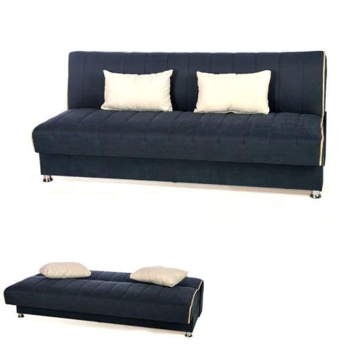 Καναπές Κρεβάτι 3Θέσιος New Leon 190x85x83cm Φ7 Blue Με Κρεμ Ρίγα 8/25 828-25-345