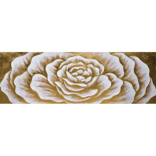 Πίνακας Καμβάς Τριαντάφυλλο 15-00-23521 150x50cm White-Gold Marhome