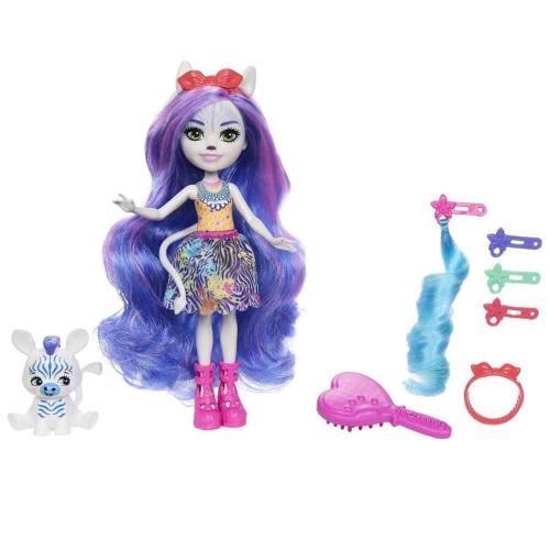 Κούκλα Μινιατούρα Με Μακριά Μαλλιά & Φιγούρα Ζωάκι Enchantimals Glam HNV28 Purple Mattel