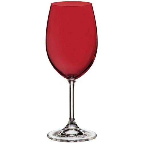 Ποτήρια Κρασιού Κολωνάτα Sylvia (Σετ 6Τμχ) CTB4S4157235 350ml Red Από Κρύσταλλο Βοημίας