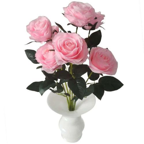 Τεχνητό Μπουκέτο Τριαντάφυλλο Royal 7781-7 55cm Pink Supergreens