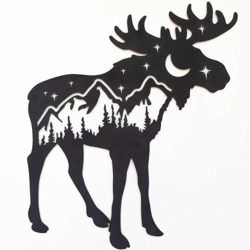 Διακοσμητικό Τοίχου Landscape Moose 507ATP1179 65x69cm Black Wallity