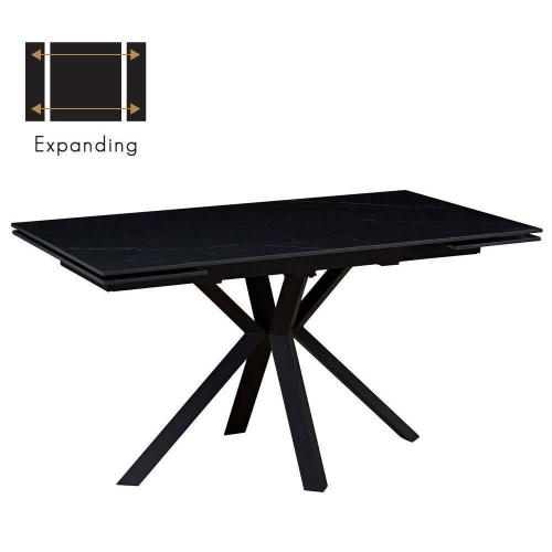 Τραπέζι Επεκτεινόμενο Grada 02-0614 140x80x75cm Marble Effect Black