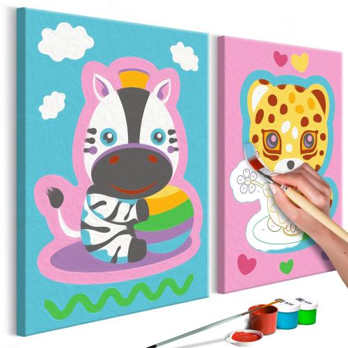 Πίνακας για να τον ζωγραφίζεις - Zebra Leopard (Pink Blue) 33x23