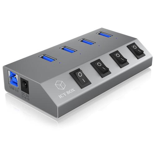 USB 3.0 Hub φορτιστής 4 θυρών ICY BOX HUB1405 2 σε 1
