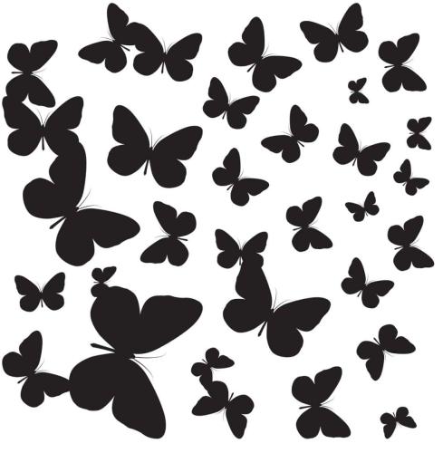 Διακοσμητικά αυτοκόλλητα τοίχου Butterflies Silhouettes Ango