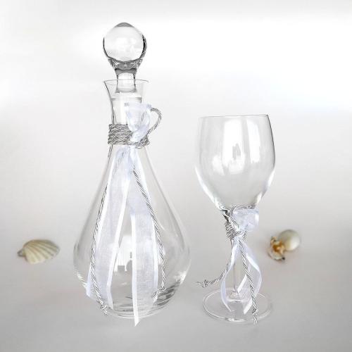 Ποτήρι και καράφα κρασιού για γάμο κρυστάλλινα AG139