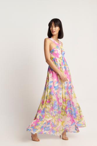 Φόρεμα εμπριμέ εξώπλατο Multicolor